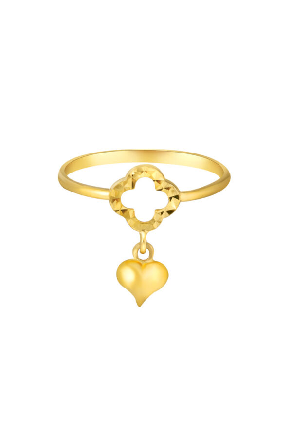 TOMEI Clovery Heart Ring, Yellow Gold 916