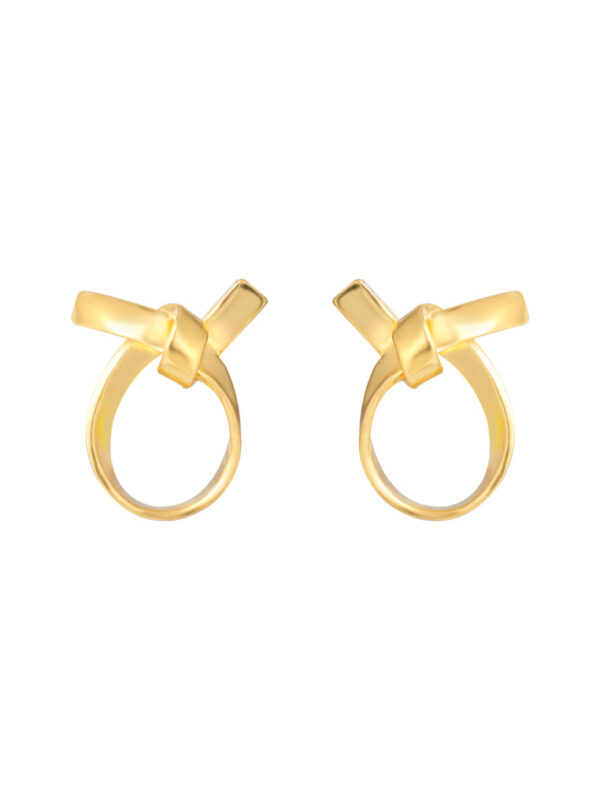 TOMEI Knot Stripe Earrings, Yellow Gold 916