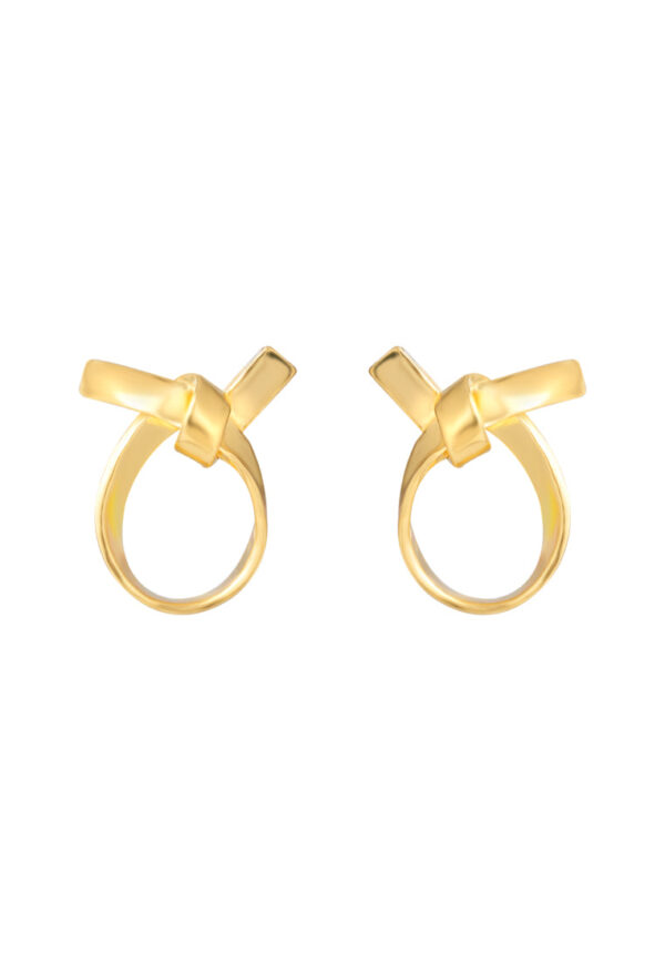 TOMEI Knot Stripe Earrings, Yellow Gold 916