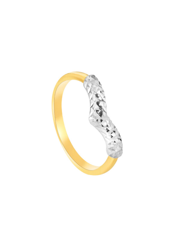TOMEI Dual-Tone V Trending Ring, Yellow Gold 916