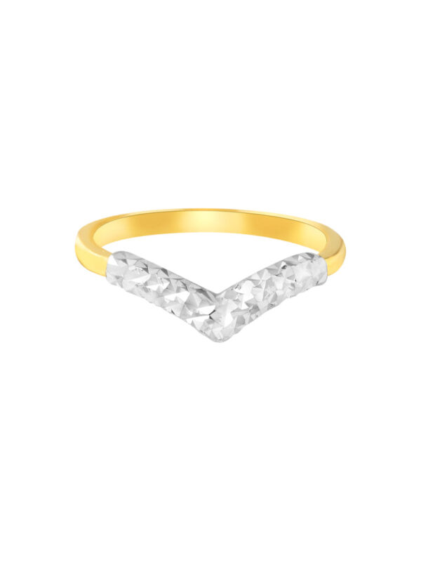 TOMEI Dual-Tone V Trending Ring, Yellow Gold 916