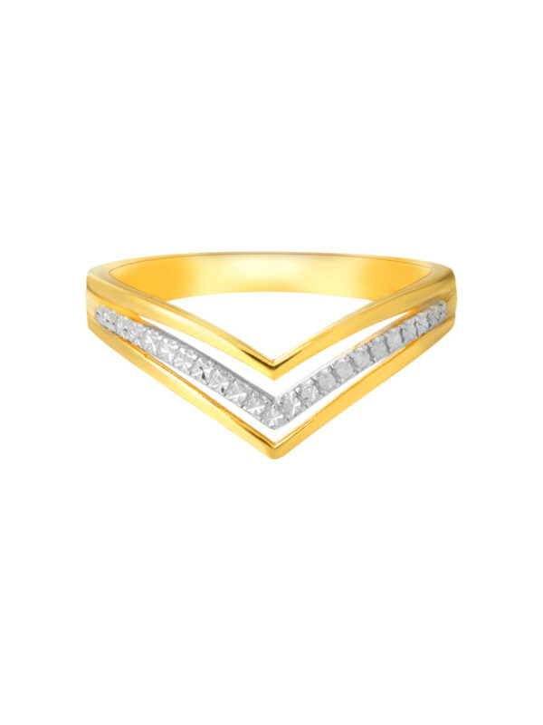 TOMEI Dual-Tone Layered V Ring, Yellow Gold 916