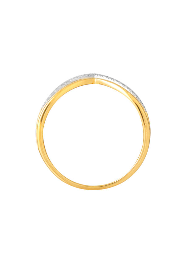 TOMEI Dual-Tone Layered V Ring, Yellow Gold 916