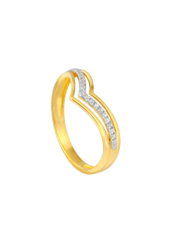 TOMEI Dual-Tone Layered V Ring, Yellow Gold 916