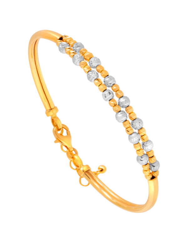 TOMEI Dual-Tone Double Layered Beads Bangle, Yellow Gold 916