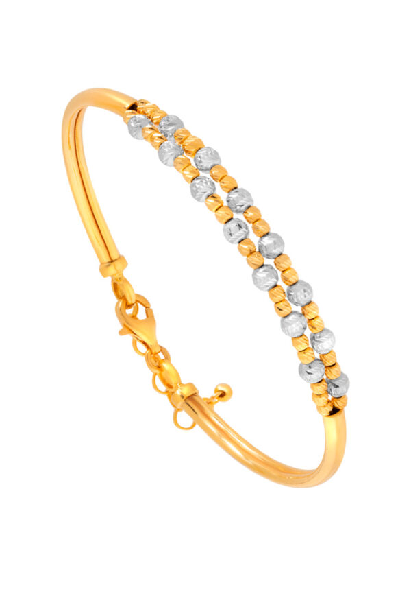 TOMEI Dual-Tone Double Layered Beads Bangle, Yellow Gold 916