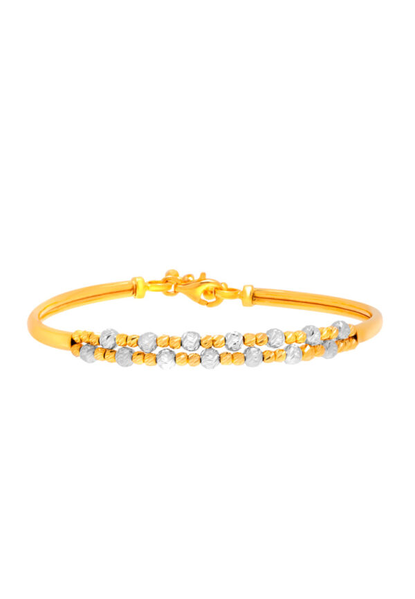 TOMEI Dual-Tone Double Layered Beads Bangle, Yellow Gold 916