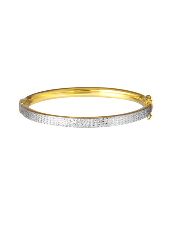 TOMEI Dual-Tone Lasered Cut Bangle, Yellow Gold 916
