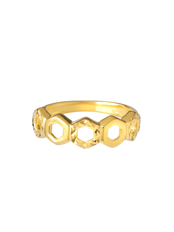 TOMEI Honeycomb Ring, Yellow Gold 916