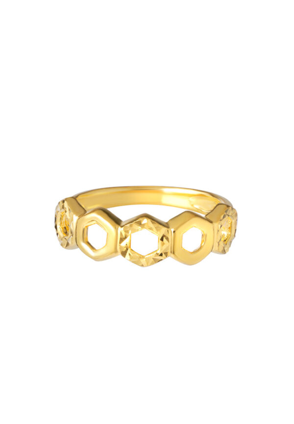 TOMEI Honeycomb Ring, Yellow Gold 916