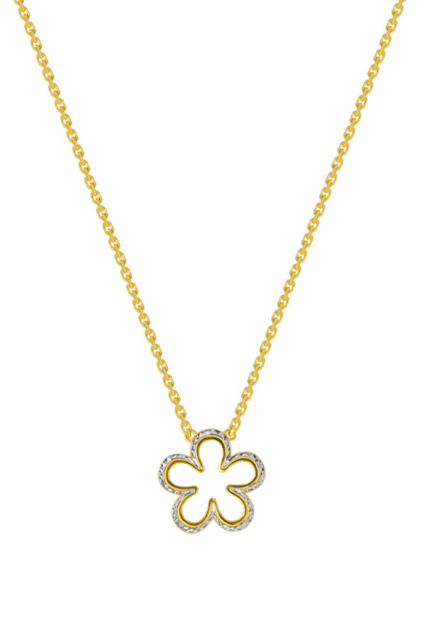 TOMEI Dual-Tone Flower Necklace, Yellow Gold 916