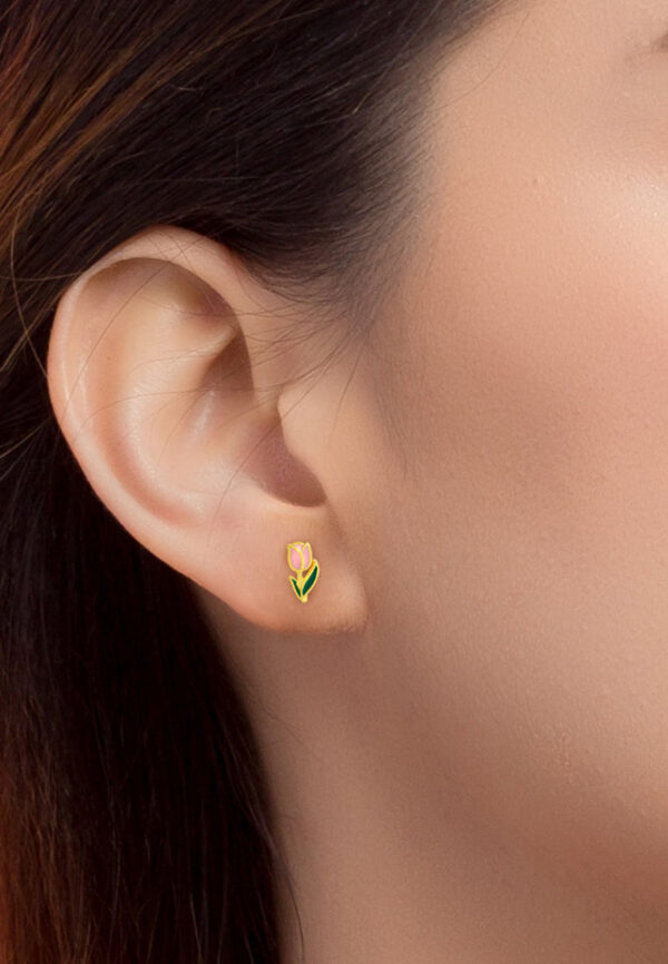 TOMEI Pink Petal Earrings, Yellow Gold 916