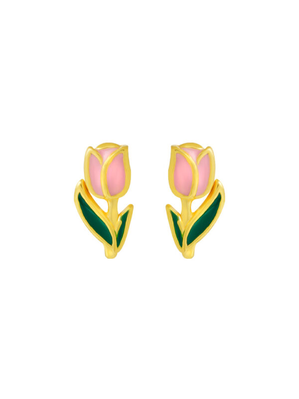 TOMEI Pink Petal Earrings, Yellow Gold 916