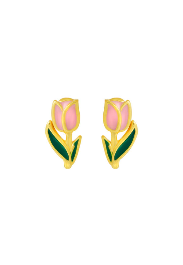 TOMEI Pink Petal Earrings, Yellow Gold 916