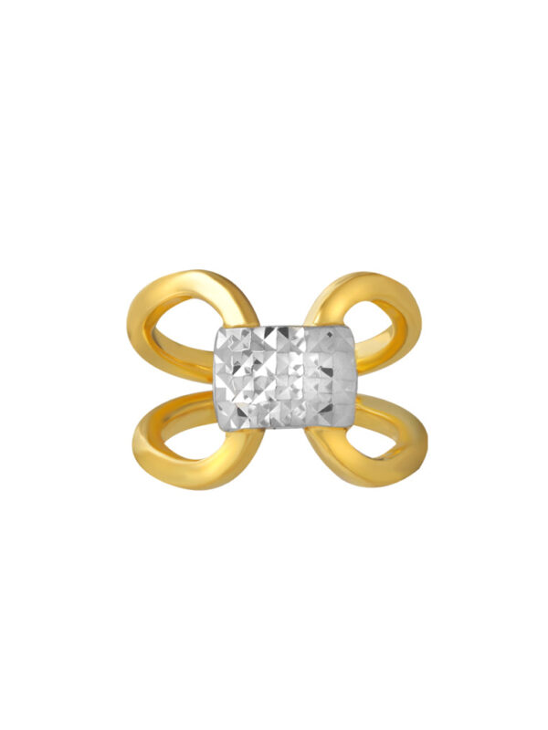 TOMEI Dual-Tone X-Shaped Ring, Yellow Gold 916