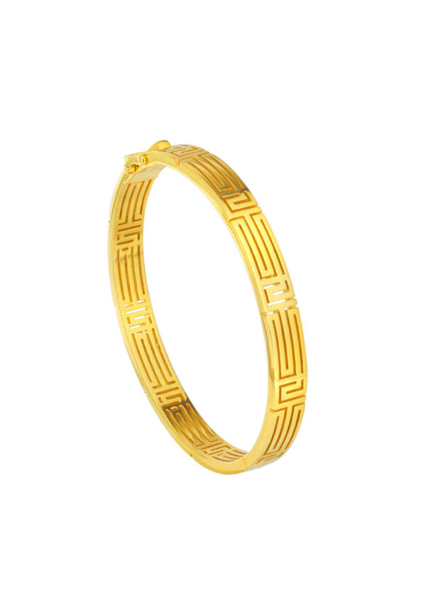 TOMEI Meander Pattern Bangle, Yellow Gold 916