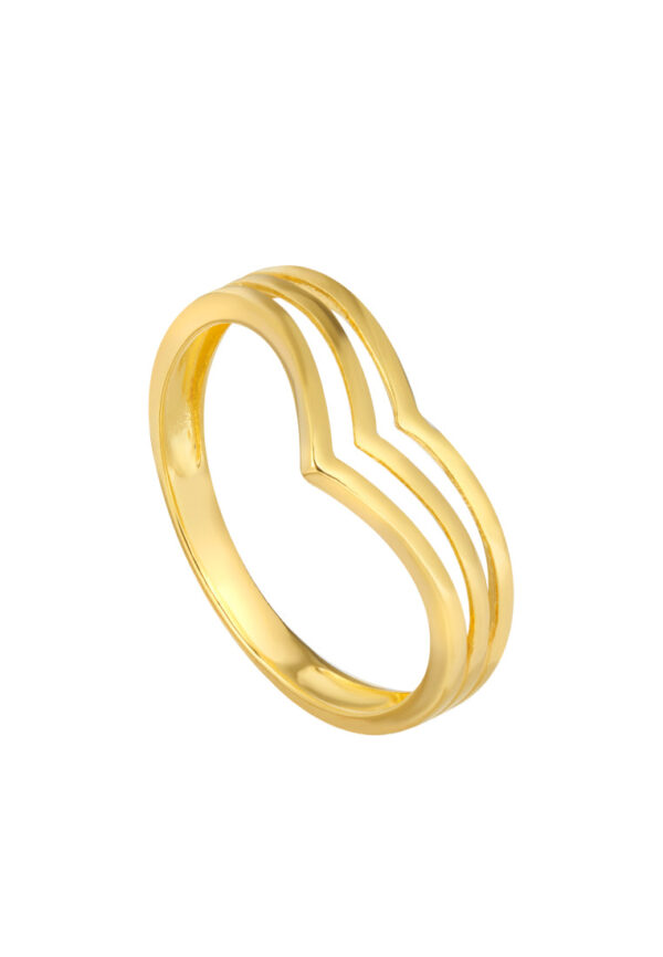 TOMEI  Layered V Ring, Yellow Gold 916