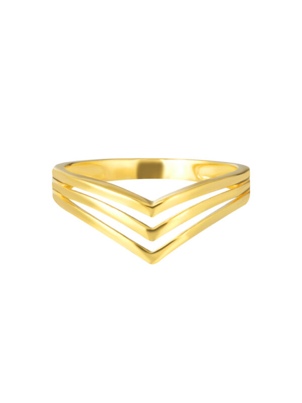TOMEI  Layered V Ring, Yellow Gold 916