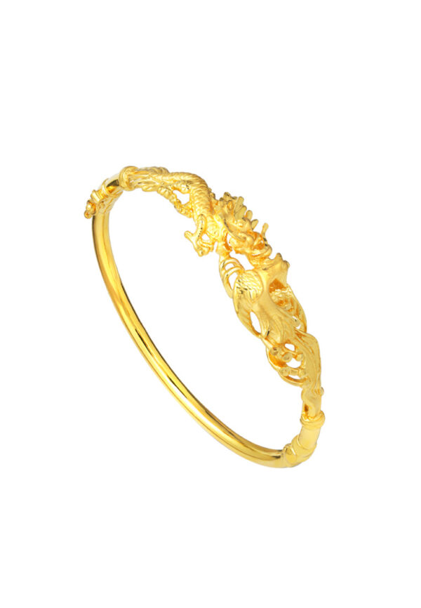 TOMEI Dragon & Phoenix Unite Bangle, Yellow Gold 916