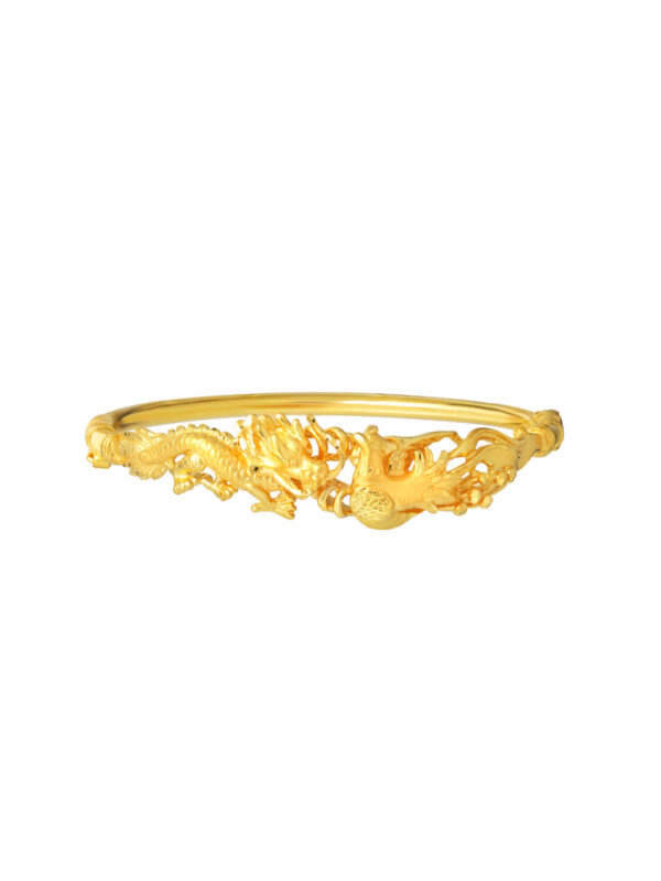 TOMEI Dragon & Phoenix Unite Bangle, Yellow Gold 916