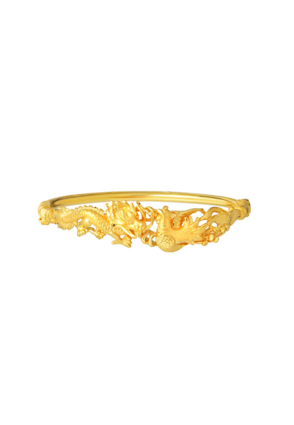 TOMEI Dragon & Phoenix Unite Bangle, Yellow Gold 916