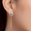 TOMEI Dual-Tone Circle & Bar Drop Earrings, Yellow Gold 916
