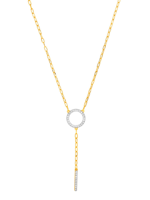 TOMEI Dual-Tone Circle & Bar Necklace, Yellow Gold 916