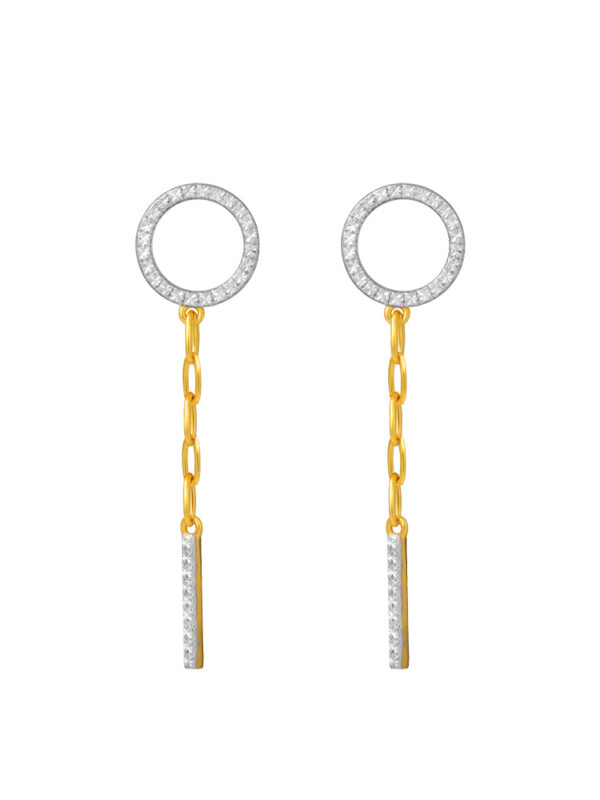 TOMEI Dual-Tone Circle & Bar Drop Earrings, Yellow Gold 916