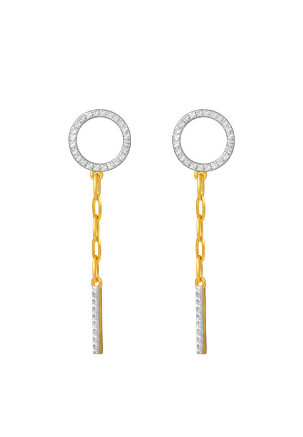 TOMEI Dual-Tone Circle & Bar Drop Earrings, Yellow Gold 916