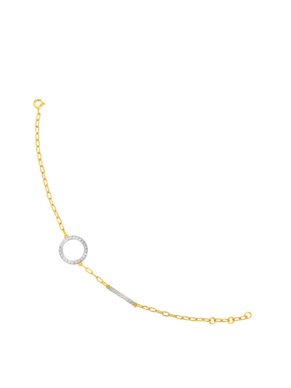 TOMEI Dual-Tone Circle & Bar Bracelet, Yellow Gold 916
