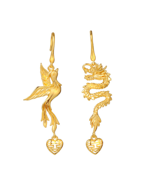 TOMEI Dragon Phoenix Earrings, Yellow Gold 916
