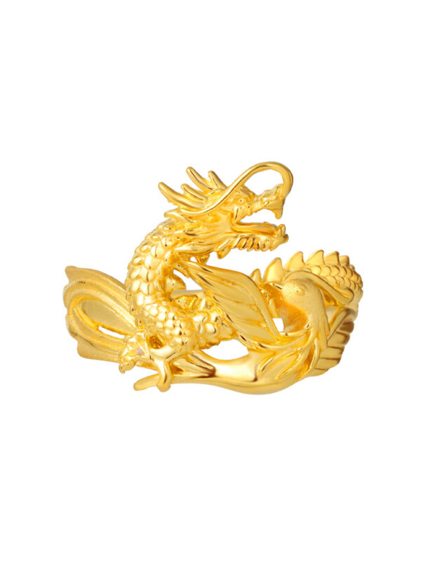 TOMEI Dragon Phoenix Ring, Yellow Gold 916