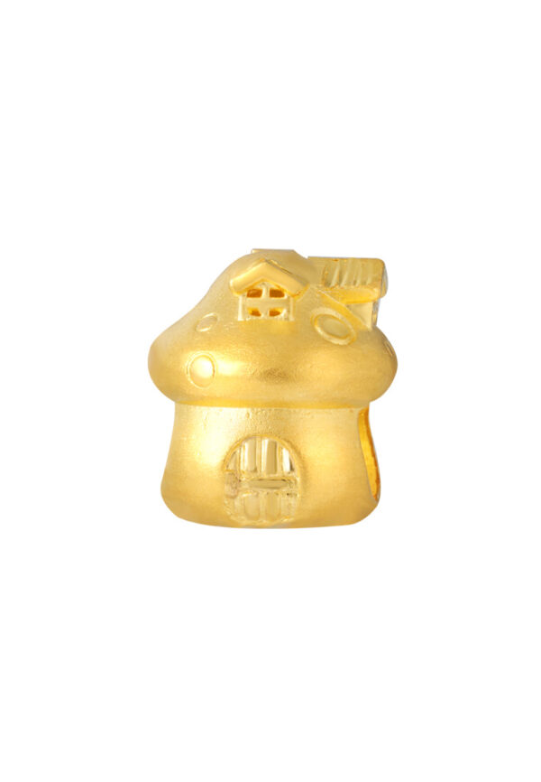 TOMEI Mushroom House Charm, Yellow Gold 916