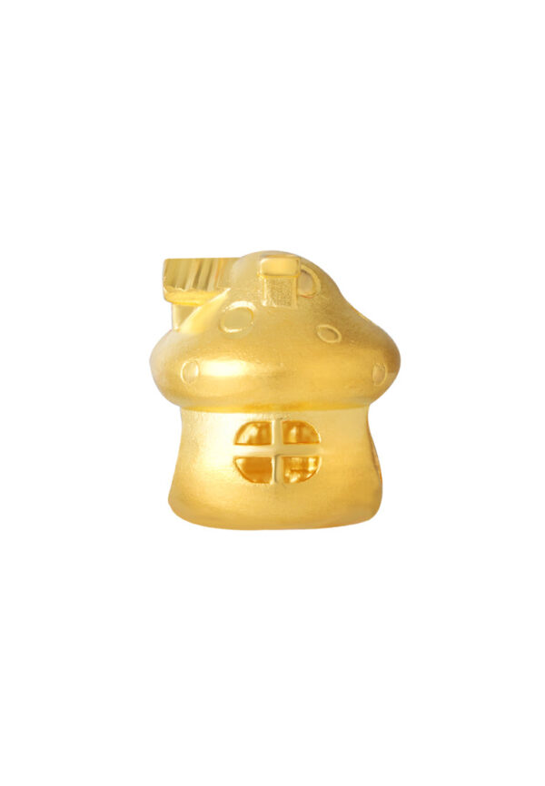 TOMEI Mushroom House Charm, Yellow Gold 916