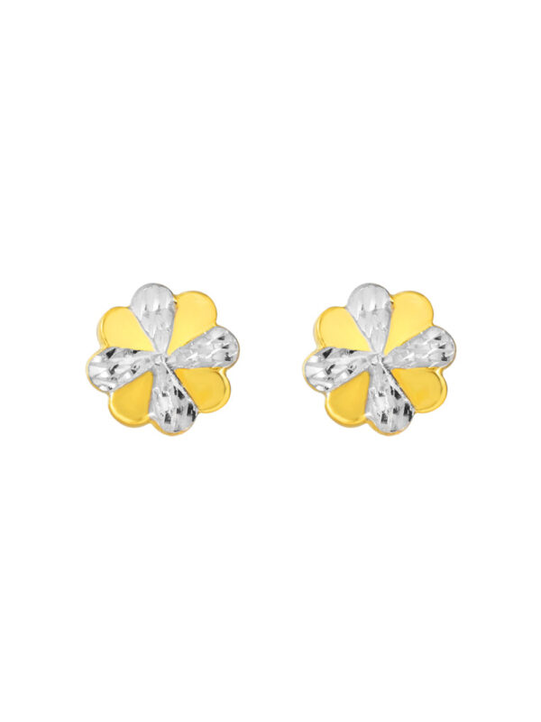 TOMEI Dual-Tone Flower Earrings, Yellow Gold 916