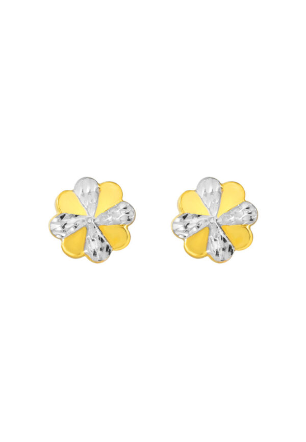 TOMEI Dual-Tone Flower Earrings, Yellow Gold 916