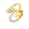 TOMEI Diamond Cut Collection Z-Wave Ring, Yellow Gold 916