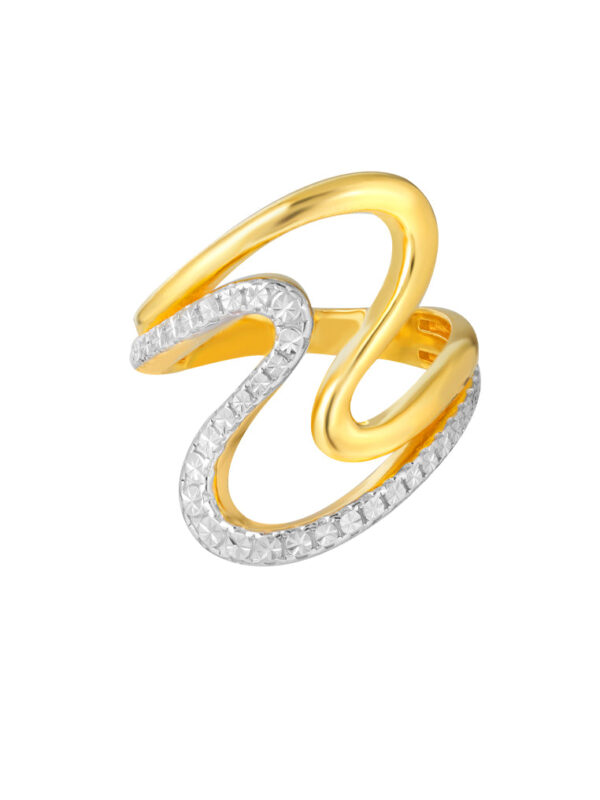 TOMEI Diamond Cut Collection Z-Wave Ring, Yellow Gold 916