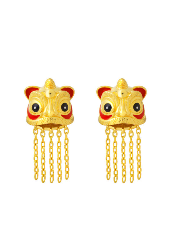 TOMEI Lion Dance Tassels Earrings, Yellow Gold 916