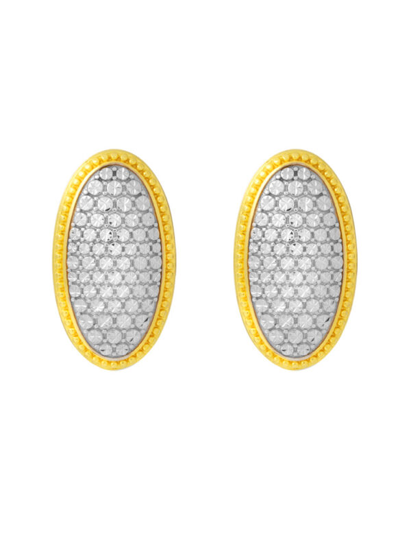 TOMEI Diamond Cut Collection Ellipse Earrings, Yellow Gold 916