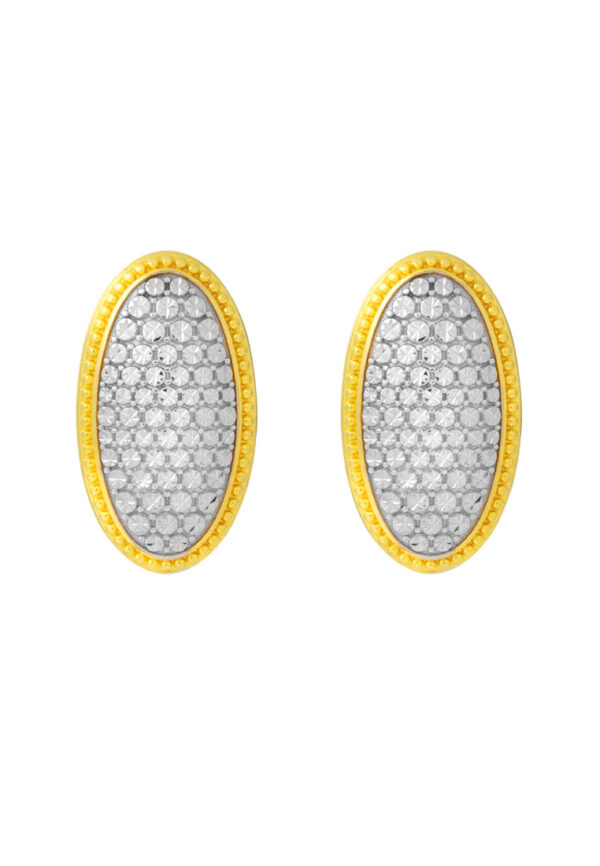 TOMEI Diamond Cut Collection Ellipse Earrings, Yellow Gold 916
