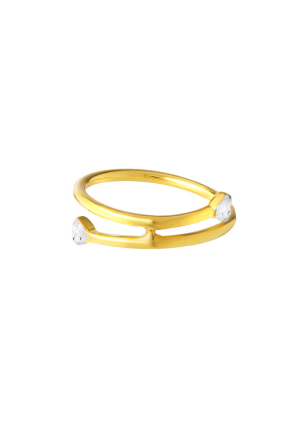 TOMEI Dual-Tone Dwi Hearts Ring, Yellow Gold 916