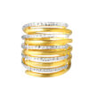 TOMEI Dual-Tone Multi-Layer Ring, Yellow Gold 916