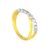 TOMEI Criss-Cross White Beads Ring, Yellow Gold 916