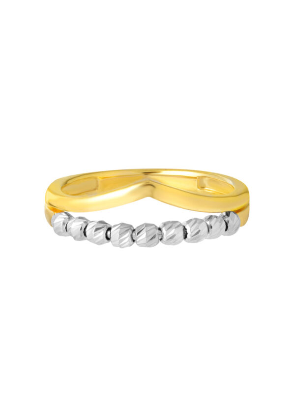 TOMEI Dual-Tone White Beads Ring, Yellow Gold 916