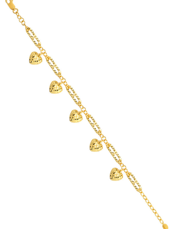 TOMEI Dangle-Hearts Bracelet, Yellow Gold 916