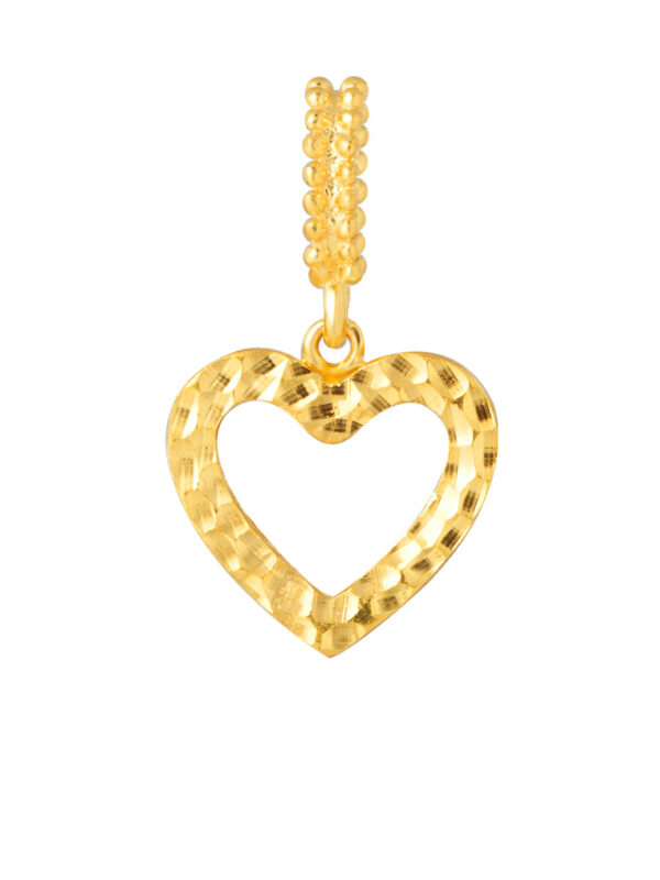 TOMEI Lasered Heart Pendant, Yellow Gold 916