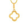 TOMEI Lasered Clover Pendant, Yellow Gold 916