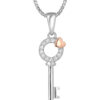 TOMEI Key Pendant Set, White+Rose Gold 585
