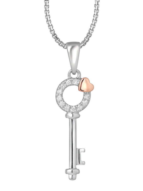 TOMEI Key Pendant Set, White+Rose Gold 585